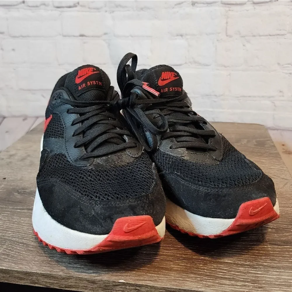 Nike Air Max System baketball shoes, size 9.5 Black/University Red